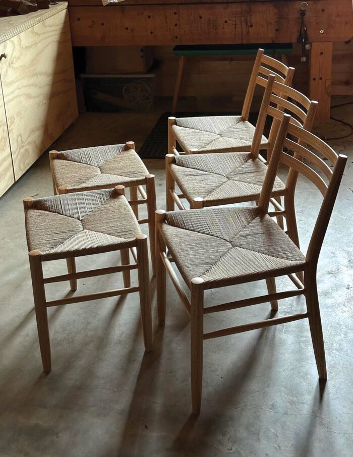 Hand-carved wood chairs by Dawson Moore
