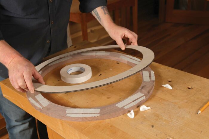 Placing the circle template on the piece