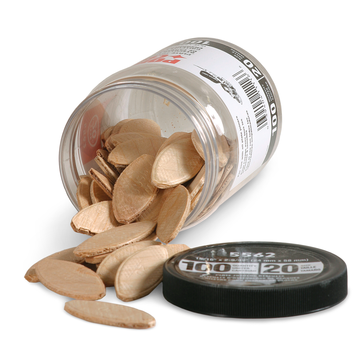 biscuit joiners spilling from jar